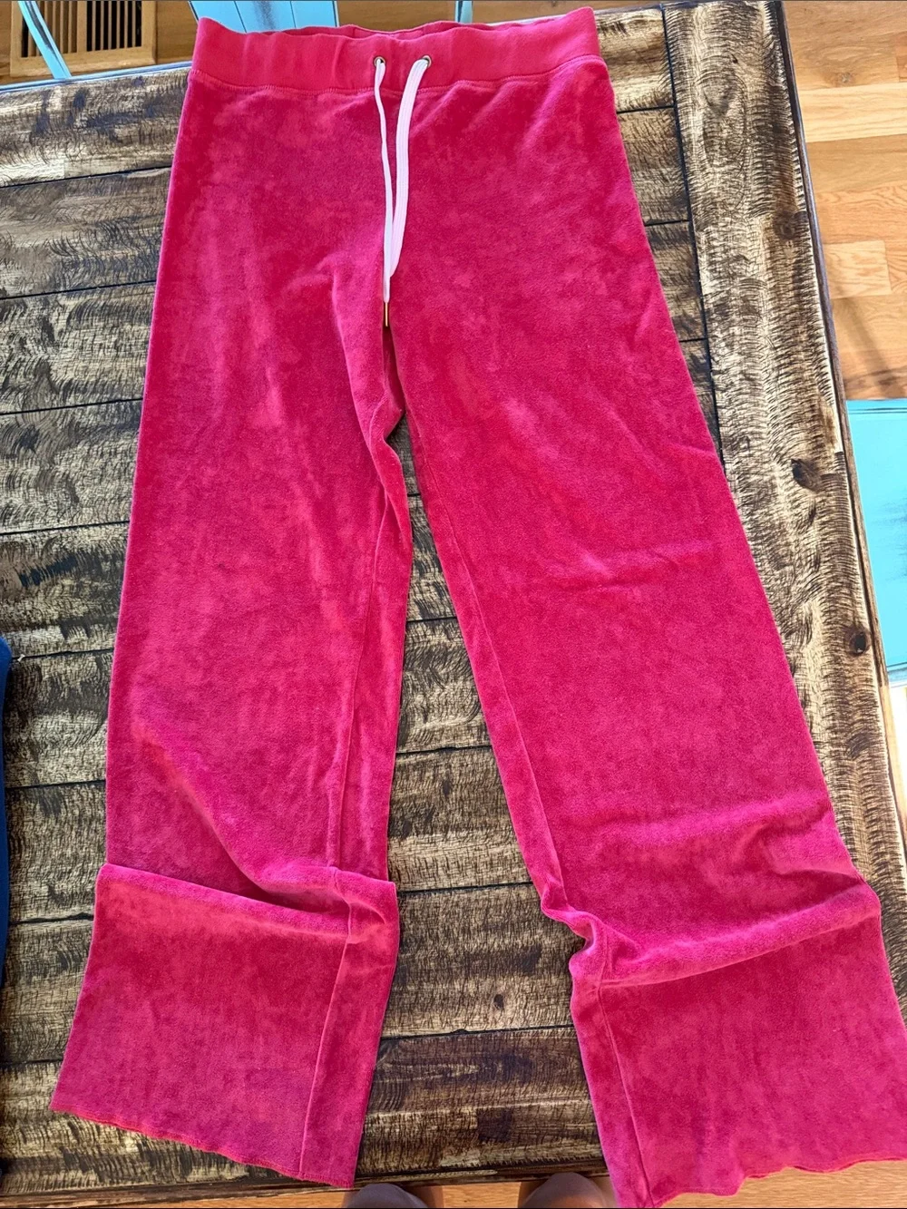 Bright Pink Velour Boot-Cut Pants with White Star Appliqués UK Size 4/ US Size 6